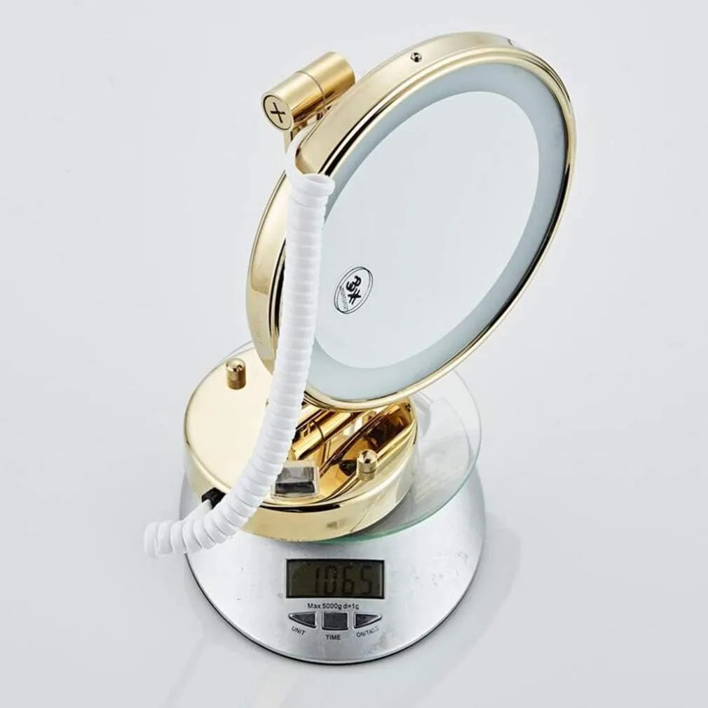 LED Makeup Vanity Mirror,3X Magnification Beauty Mirror Wall Mounted Bathroom Mirror 360°Swivel Extendable Cosmetic Mirror Powered by Plug,Gold(Gold 8.5inch) (Gold 8.5inch)