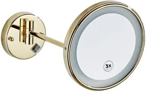 LED Makeup Vanity Mirror,3X Magnification Beauty Mirror Wall Mounted Bathroom Mirror 360°Swivel Extendable Cosmetic Mirror Powered by Plug,Gold(Gold 8.5inch) (Gold 8.5inch)