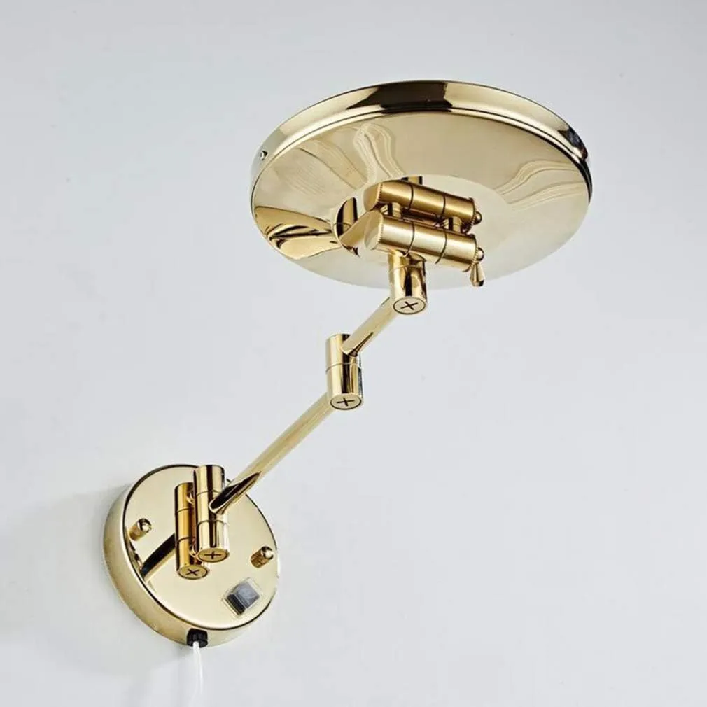 LED Makeup Vanity Mirror,3X Magnification Beauty Mirror Wall Mounted Bathroom Mirror 360°Swivel Extendable Cosmetic Mirror Powered by Plug,Gold(Gold 8.5inch) (Gold 8.5inch)