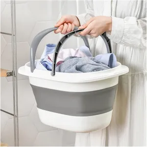 LEIYAN Foldable Silicone Bucket,Collapsible Plastic Bucket Foldable Cleaning Bucket,Portable Square Tub Household Bucket Fishing Water Pail for Camping and Gardening (Color : Gray, Size : 16L)