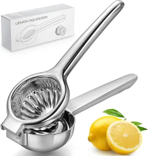 Lemon Squeezer, Sopito Stainless Steel Citrus Press Heavy Duty with Large Metal Lemon Juicer Squeezer Bowl for Seedless Juicing, Non-Slip Grip Design Manual Juicer