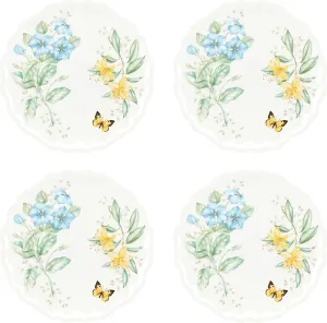 Lenox 856373 Butterfly Meadow Melamine 4-Piece Dinner Plates, Lightweight Melamine Material
