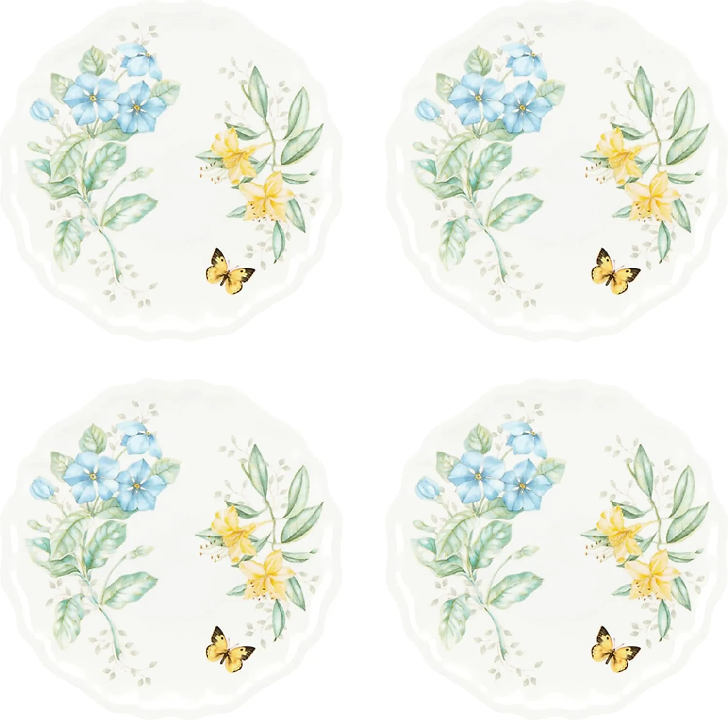 Lenox 856373 Butterfly Meadow Melamine 4-Piece Dinner Plates, Lightweight Melamine Material