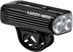 LEZYNE Super Drive Bicycle USB Rechargeable IPX7 White LED Front Light with Multiple Solid & Flash Modes | Integrated Silicone Rubber Strap Mount | Smart Connect | 1600/1800 Lumens Options