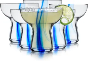 Libbey Blue Ribbon Stemless Margarita Glasses, Shallow Bowl Lightweight Margarita Glasses Set of 6, Margarita Set for Parties