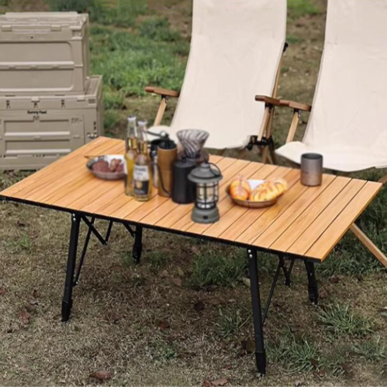 Lifting Camping Table Folding Tables for Camping Aluminum Roll-up Table Adjustable Table Legs for Indoor & Outdoor Party