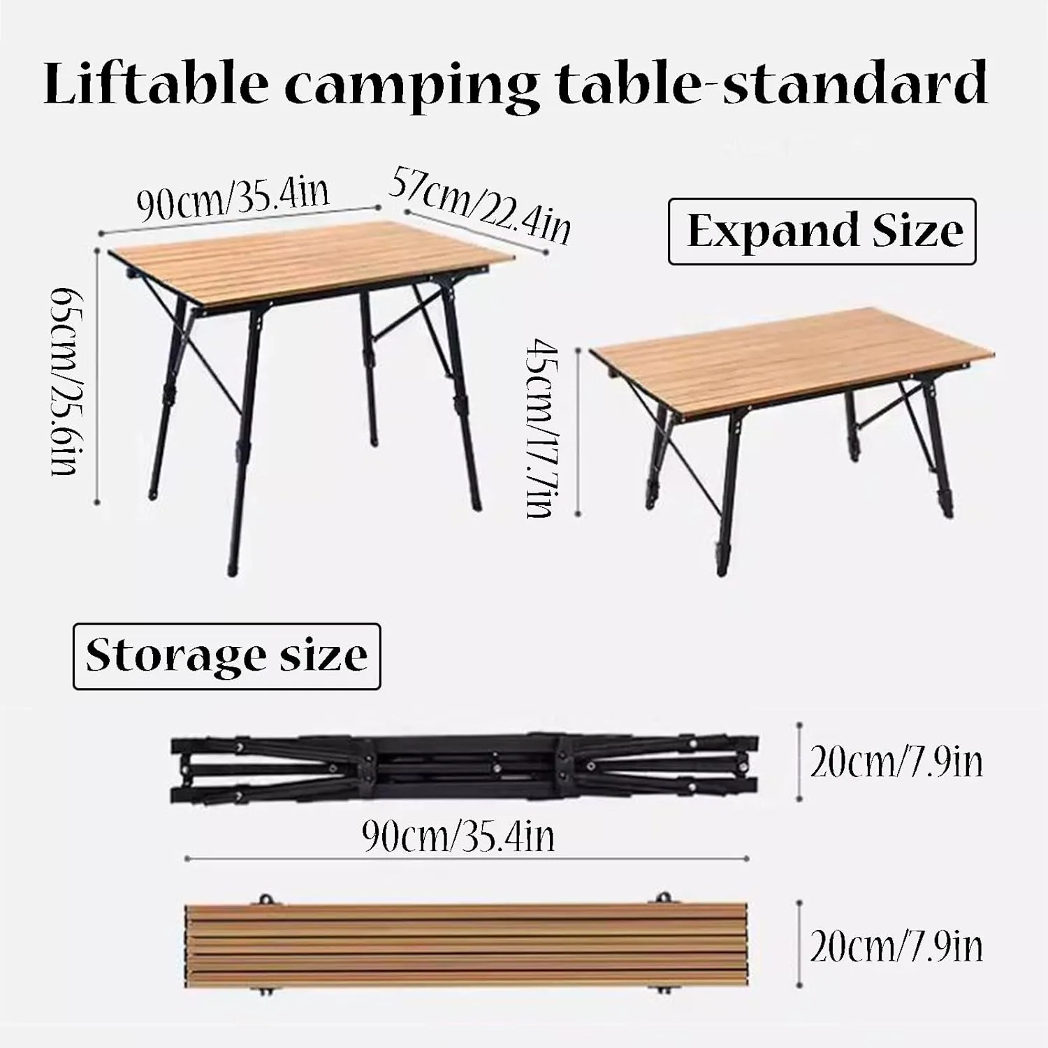 Lifting Camping Table Folding Tables for Camping Aluminum Roll-up Table Adjustable Table Legs for Indoor & Outdoor Party