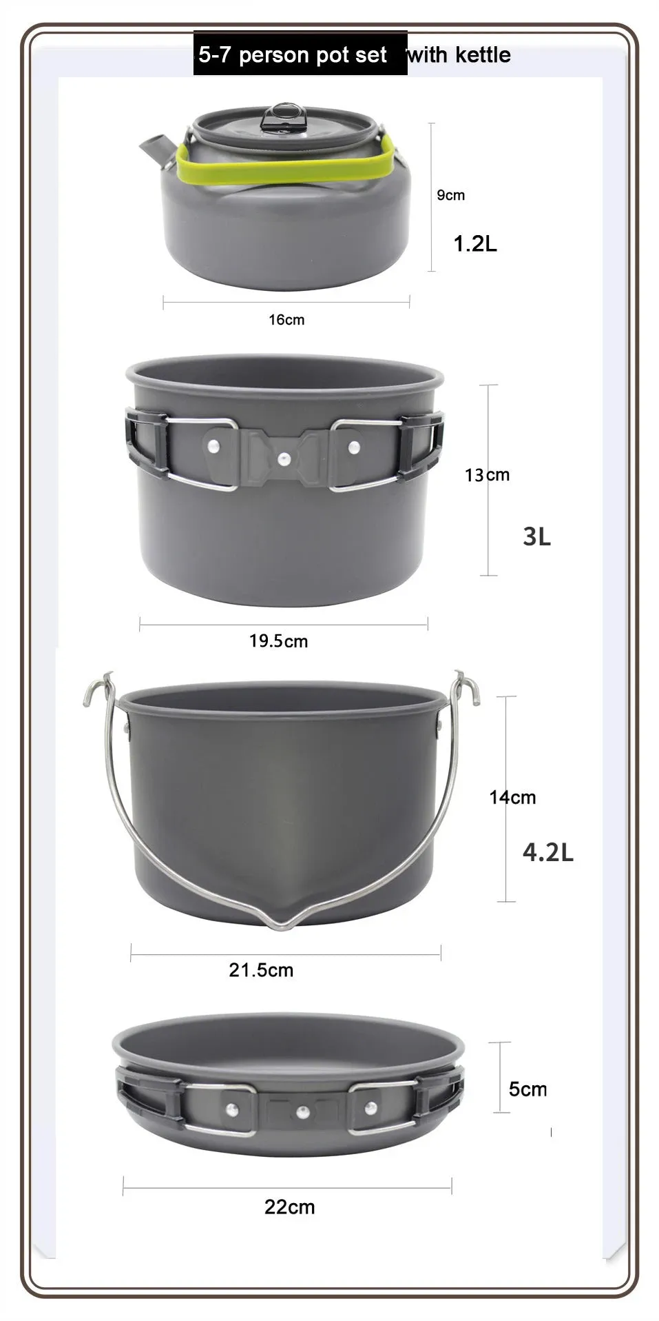 Lightweight and Portable Camping Cookware Set for 1-7 Persons