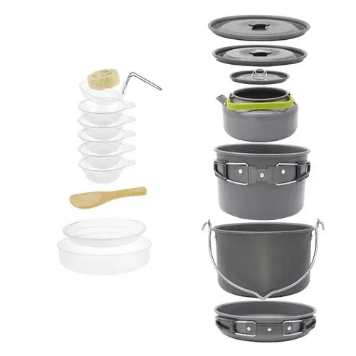 Lightweight and Portable Camping Cookware Set for 1-7 Persons