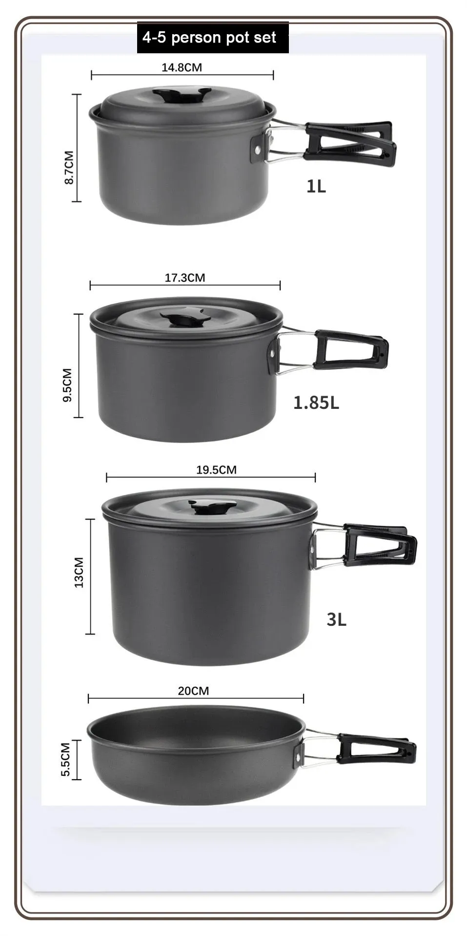 Lightweight and Portable Camping Cookware Set for 1-7 Persons