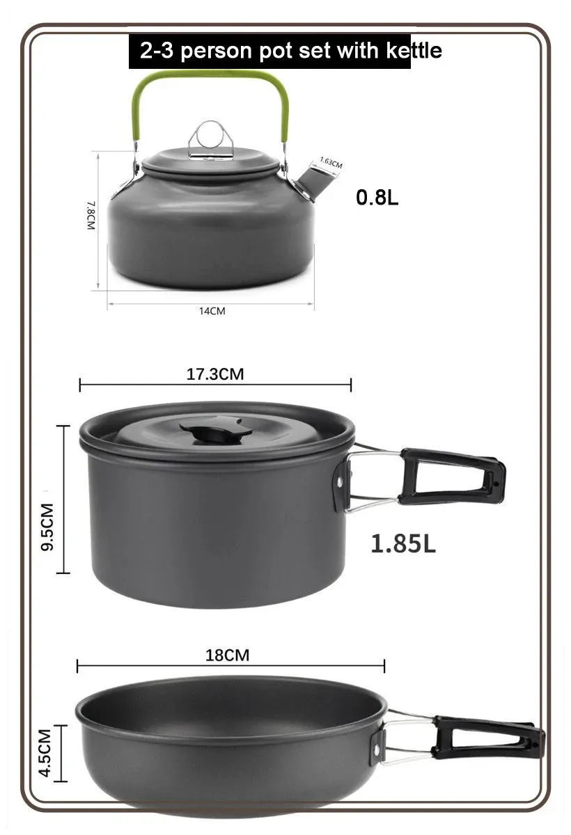 Lightweight and Portable Camping Cookware Set for 1-7 Persons