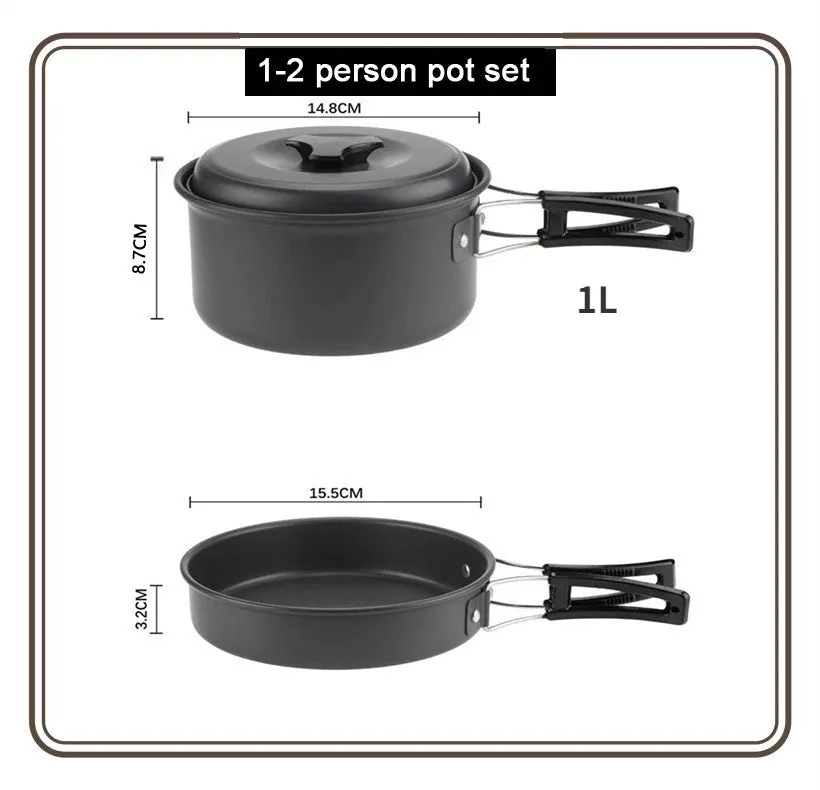 Lightweight and Portable Camping Cookware Set for 1-7 Persons