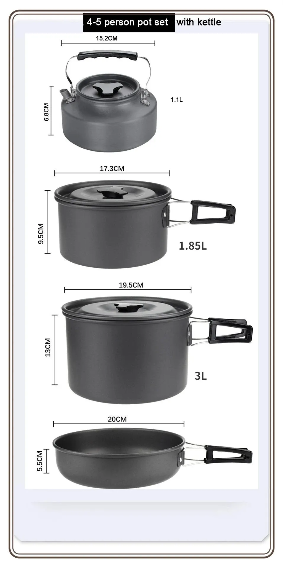 Lightweight and Portable Camping Cookware Set for 1-7 Persons