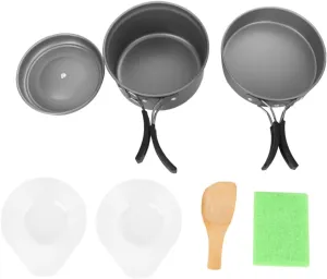 Lightweight Camping Pot Set Aluminum Alloy Food Grade Pp Bowl Spoon Portable Outdoor Cookware