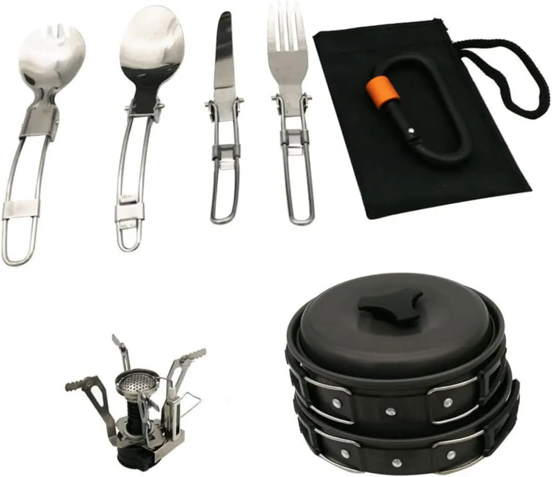 Lightweight Portable Camping Pot Set Non-Stick Cooking Utensils Hiking Pan Set