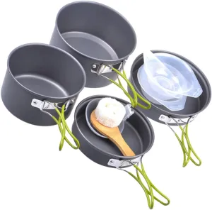Lightweight Portable Cookware Set Non-Stick Camping Pot Outdoor Cooking Kit for 2-3 People