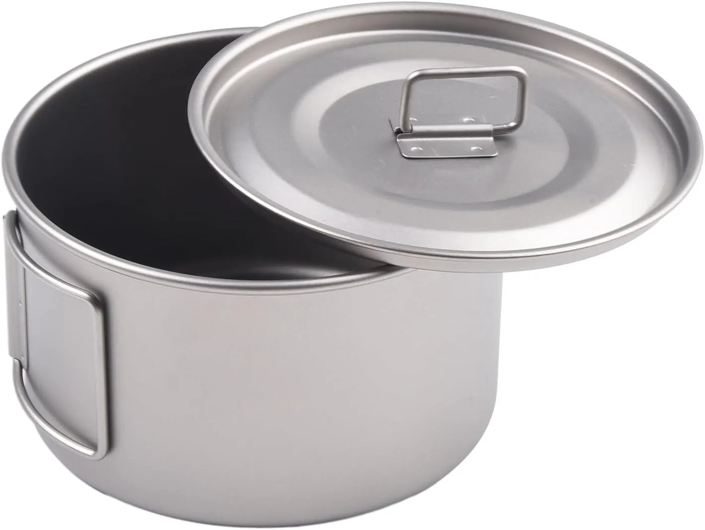 Lightweight Titanium Pot Pan Set for Camping | Outdoor Cookware with Folding Handle | Ideal for Hiking and Picnics(450ml)