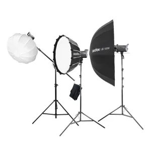 Litemons LA150Bi Three-Head LED Light Professional Lighting Kit (With QR-P60T Softbox, UB-105W Umbrella & CS-50T Diffuser)
