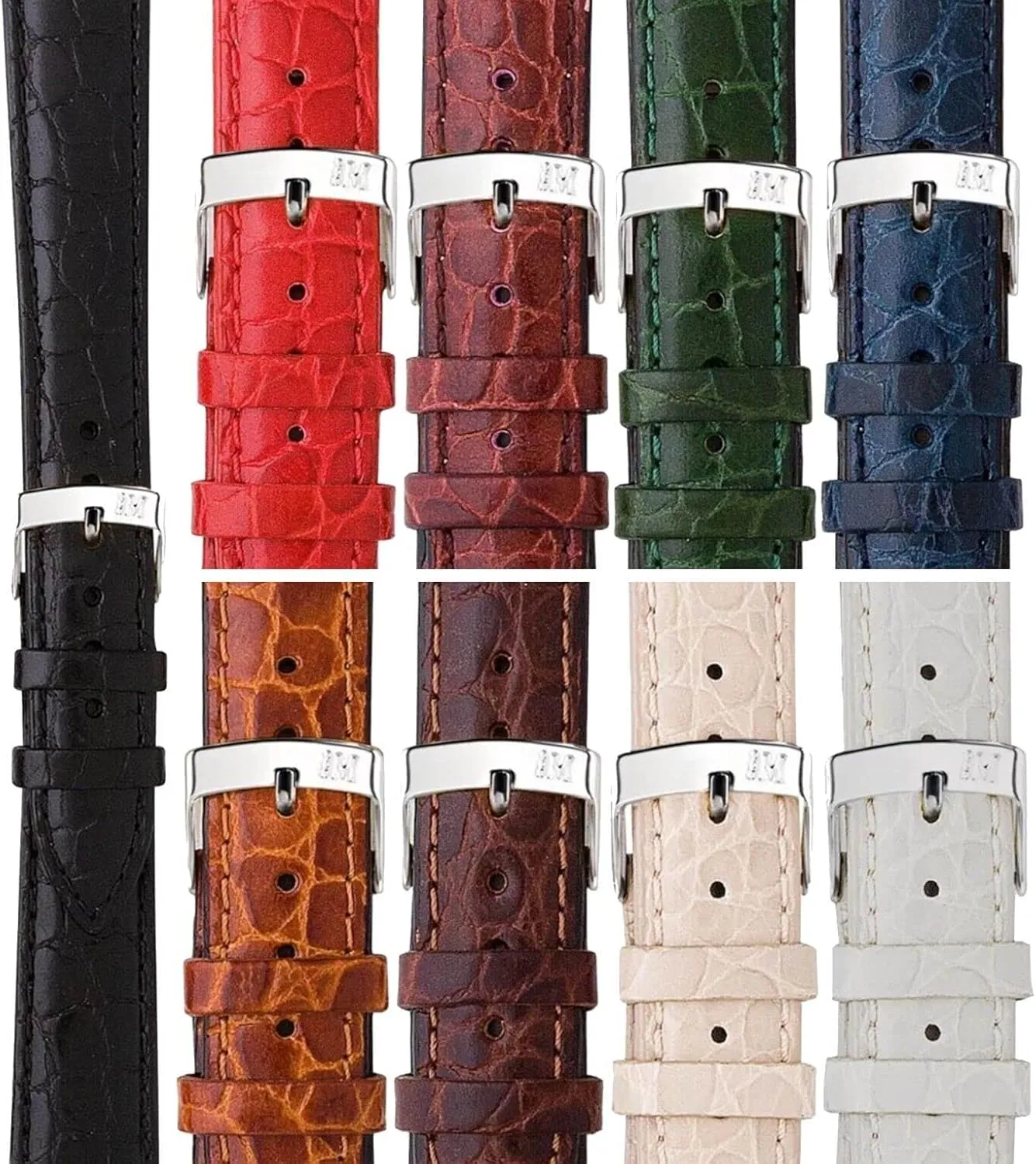 Liverpool Crocodile Grain Genuine Calf Leather Watch Strap - Stainless Steel Buckle - PERFORMANCE Collection