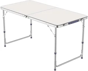 LJYT Portable Camping Side Tables 47.24”x23.62”Aluminum Table with Adjustable Height Legs, Indoor Outdoor Lightweight Portable Folding Aluminum for Picnic Camping