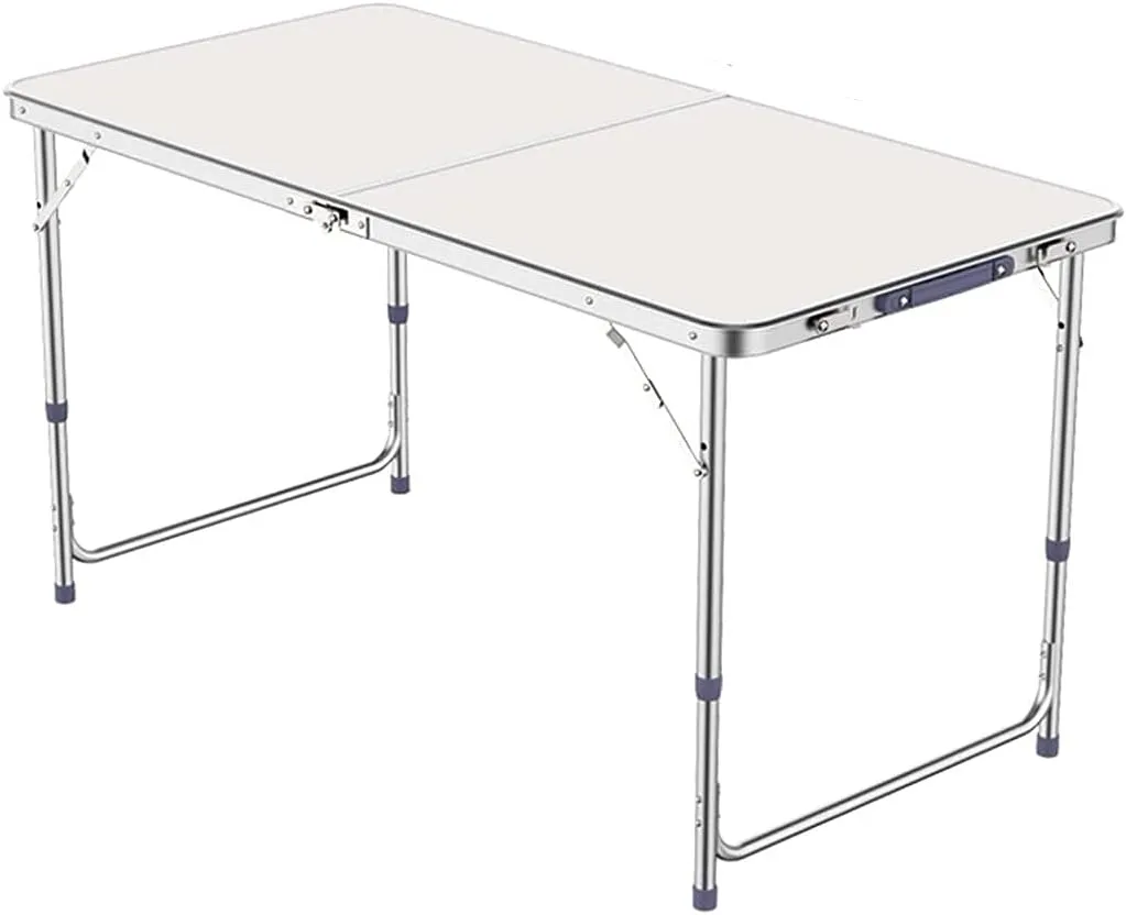 LJYT Portable Camping Side Tables 47.24”x23.62”Aluminum Table with Adjustable Height Legs, Indoor Outdoor Lightweight Portable Folding Aluminum for Picnic Camping