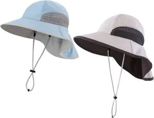 LLmoway Kids Beach Hat Boys Girls UPF50  Breathable Sun Hats with Flap for Toddler Kid Summer Outdoor Hiking Fishing 2-6Years