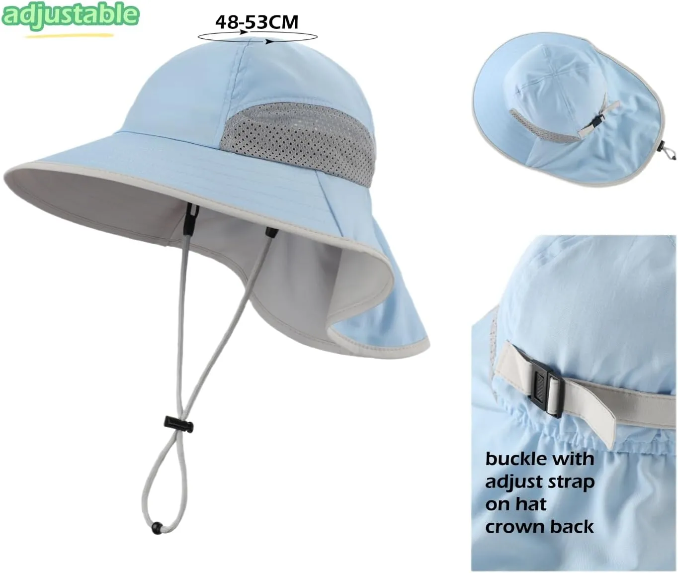 LLmoway Kids Beach Hat Boys Girls UPF50  Breathable Sun Hats with Flap for Toddler Kid Summer Outdoor Hiking Fishing 2-6Years