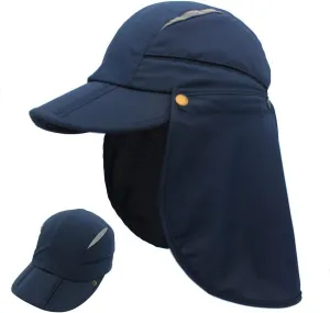 LLmoway Men Women Safari Fishing Sun Cap with Removable Neck Flap Quick Dry Hats