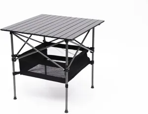 LLS Folding Outdoor Table with Carrying Bag, Lightweight Aluminum Roll-up Rectangular Table Camping Table for Indoor, Outdoor Camping, Picnics and BBQ, 27.56" X 27.56" X 27.56", Black