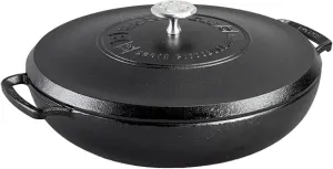 Lodge Blacklock 17 Triple Seasoned Cast Iron Braiser with Lid - Dutch Oven with Nonstick Finish - Lightweight Cast Iron Braiser - Dutch Oven Cookware - Cooking Pot with High-Heat Aluminum Knob