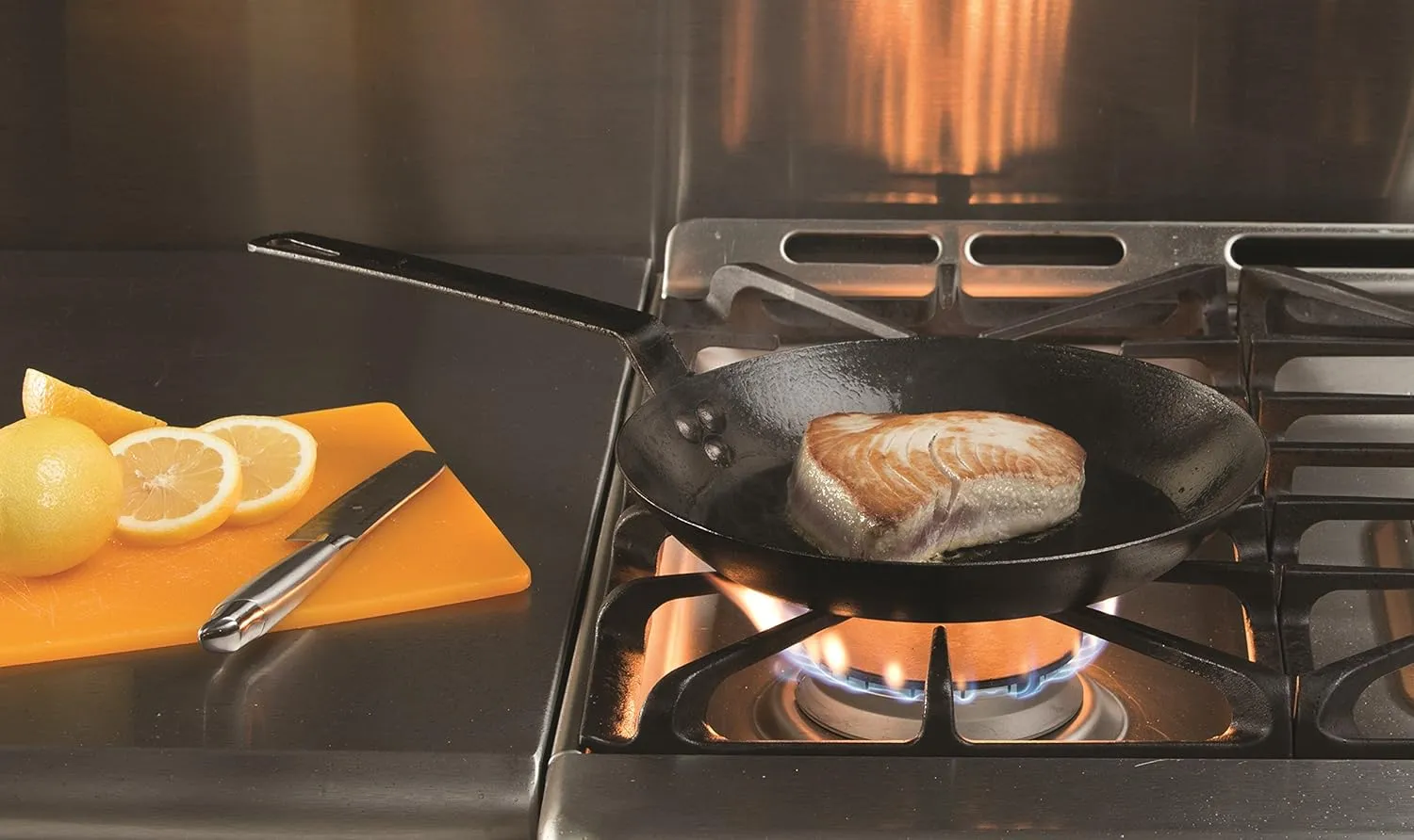 Lodge Pre-Seasoned Carbon Steel Skillet - Use in the Oven, on the Stove, on the Grill, or Over a Campfire - 10 Inch