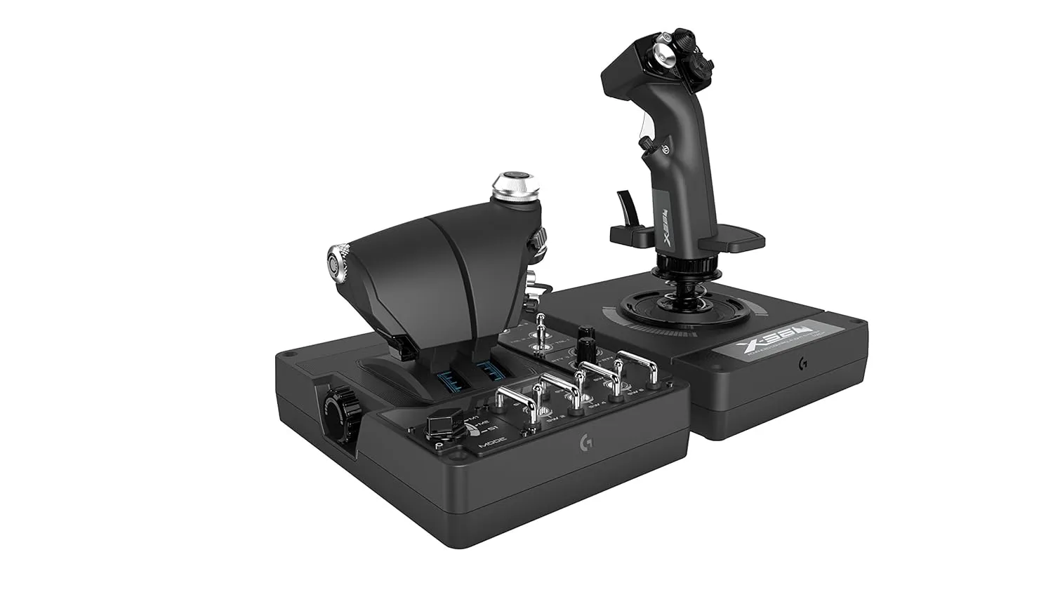 Logitech G X56 H.O.T.A.S Throttle and Joystick Flight Simulator Game Controller, 4 Spring Options,  189 Programmable Controls, RGB Lighting, 2x USB, PC - Black