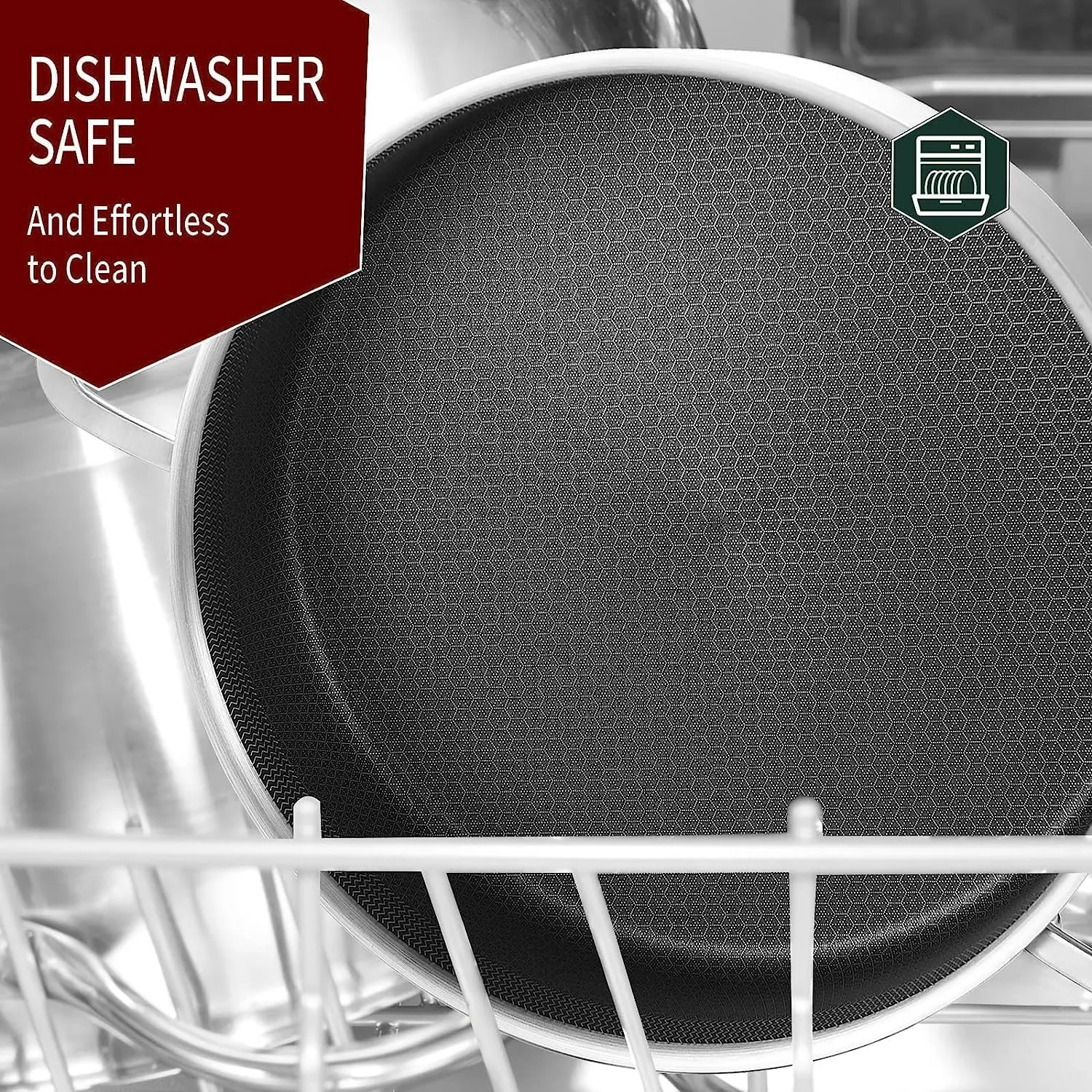 LOLYKITCH Tri-Ply Stainless Steel 10 Inch Non-Stick Deep Frying Pan with Lid,Sauté Pan,Induction Cooking Pan, Dishwasher and Oven Safe.