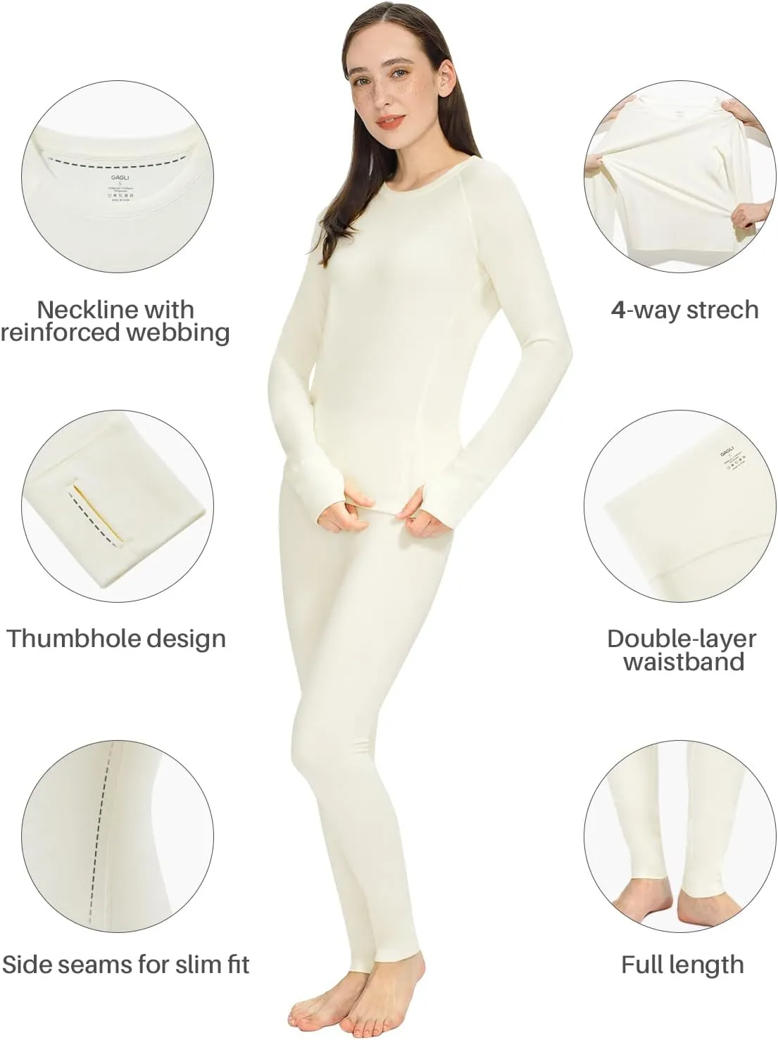 Long Johns for Women Thermal Underwear Soft Fleece Lined Base Layer Set Pajama Set Thermal Top Bottom for Cold Weather