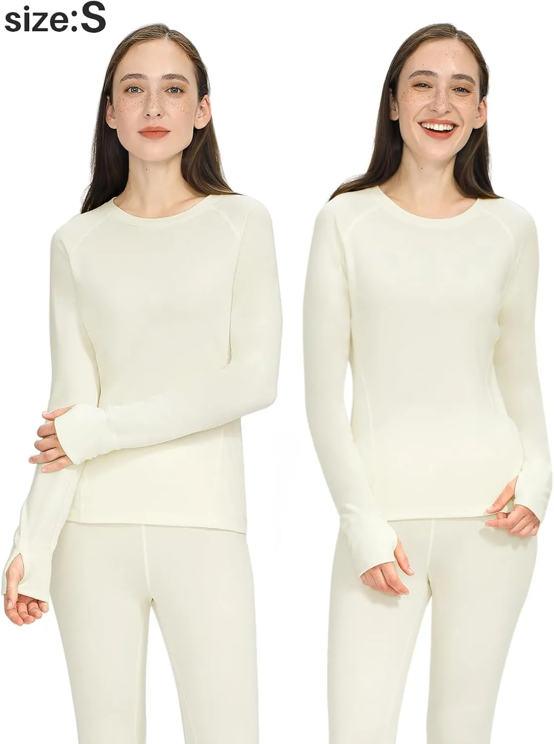 Long Johns for Women Thermal Underwear Soft Fleece Lined Base Layer Set Pajama Set Thermal Top Bottom for Cold Weather