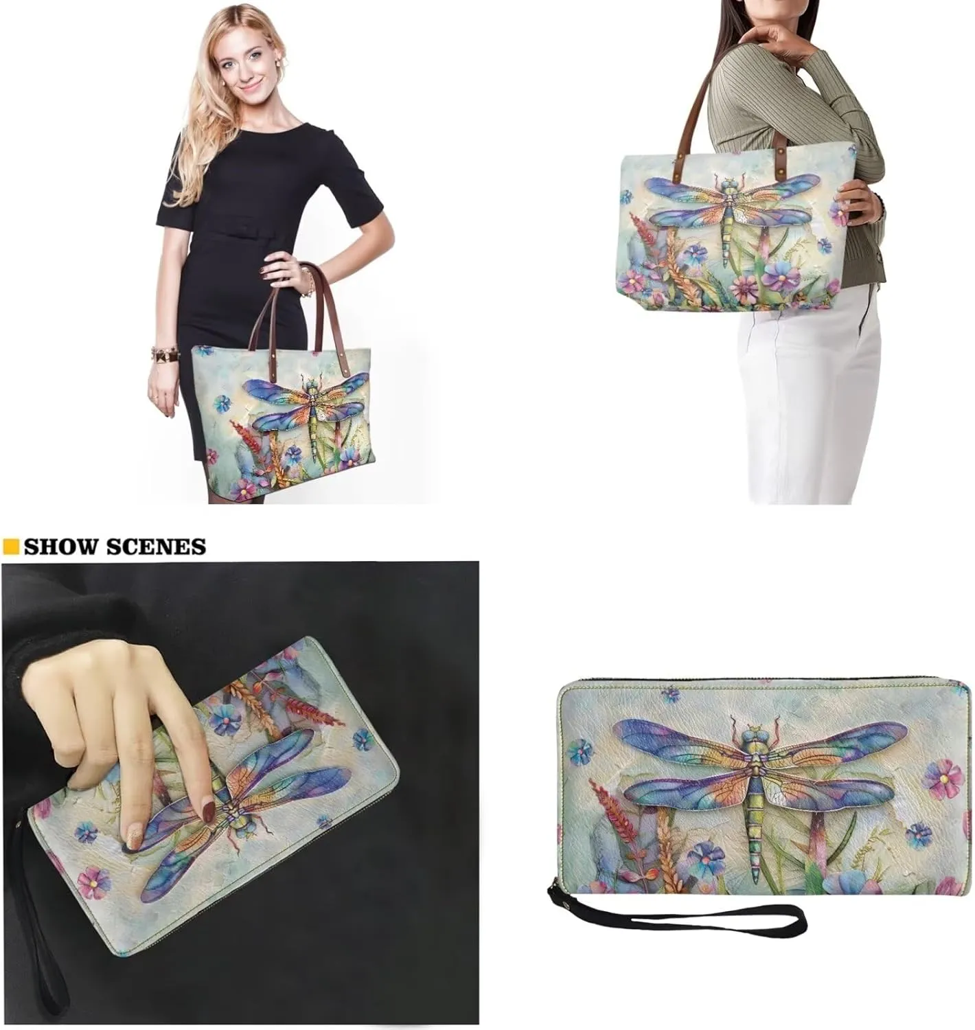 Lotusorchid Purse and Wallet Set, Large Tote and Wallet Set for Women, Lightweight Purses Set