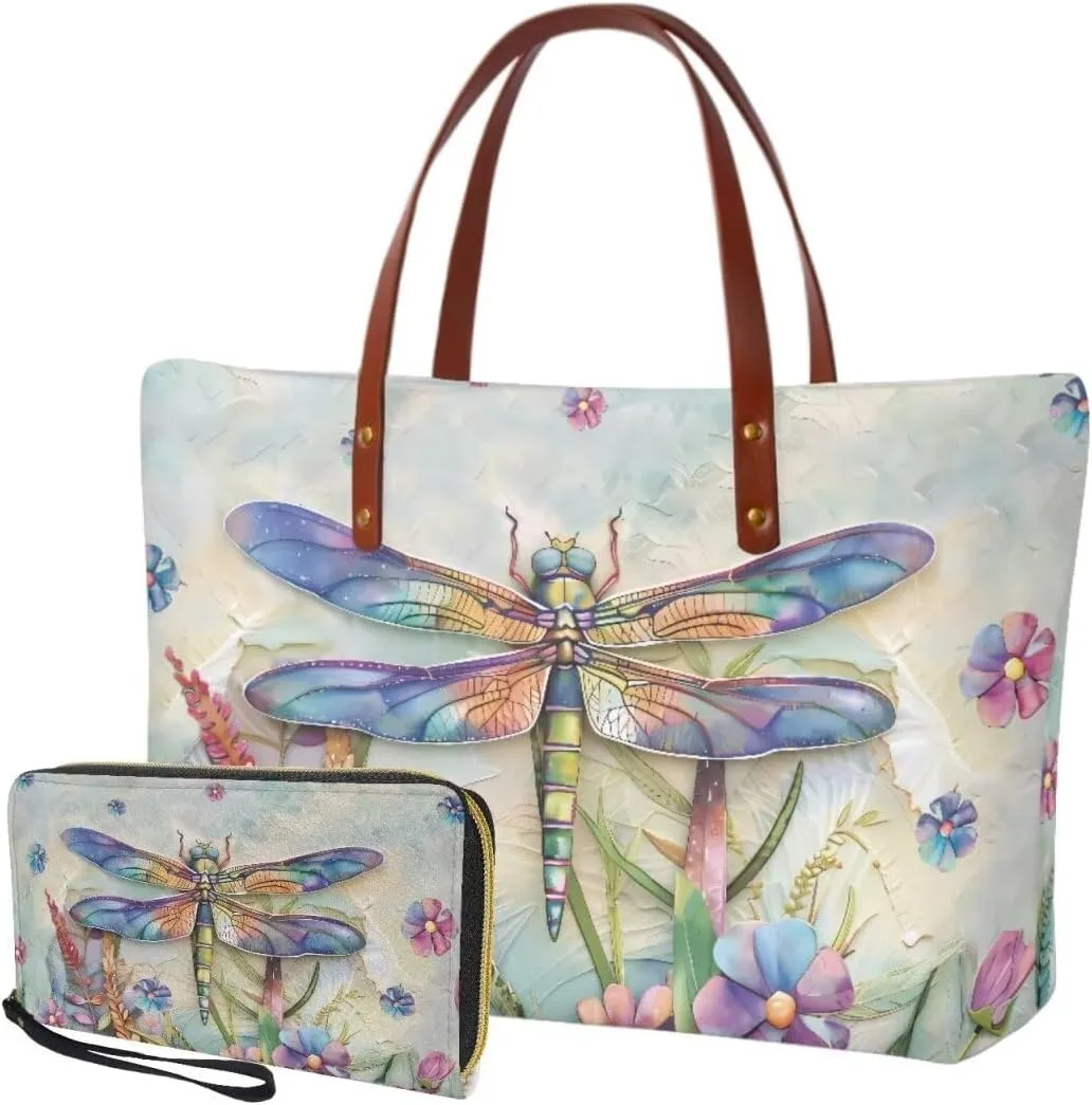 Lotusorchid Purse and Wallet Set, Large Tote and Wallet Set for Women, Lightweight Purses Set
