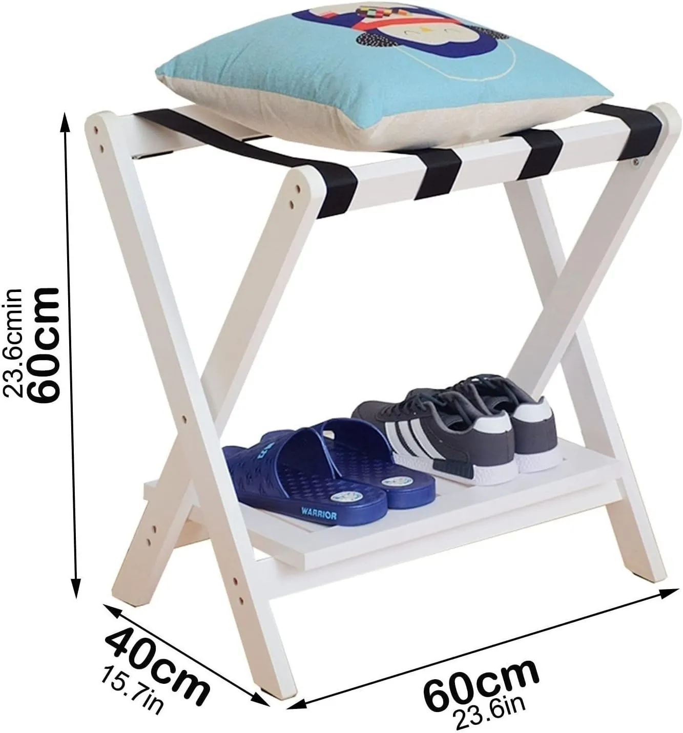 Luggage Rack for Guest Room - Suitcase Stand, Solid Wood Travel Bag Storage Rack, Hotel Home Luggage Rack/Shoe Rack, Foldable Hanger in Guest Room, Multi-Functional Portable Luggage Rack