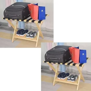 Luggage Rack for Guest Room - Suitcase Stand, Solid Wood Travel Bag Storage Rack, Hotel Home Luggage Rack/Shoe Rack, Foldable Hanger in Guest Room, Multi-Functional Portable Luggage Rack