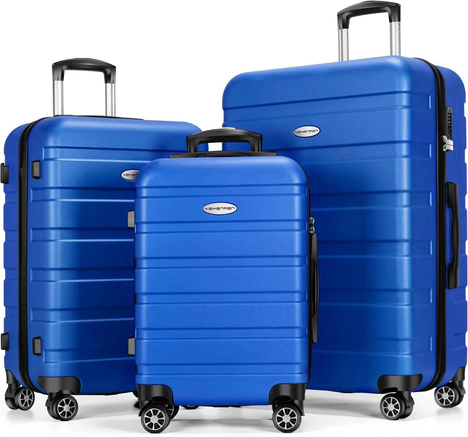 Luggage Sets Hardside Lightweight Suitcase with Spinner Wheels TSA Lock, 3-Piece Set (20/24/28), Blue