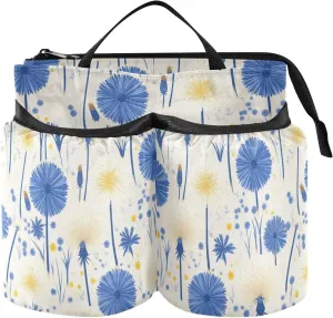 Luggage Water Bottle Holder Free Hand Blue White Dandelion Flower Chic Mug Holder Luggage Travel Gifts for Airplane Travelers