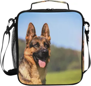 Lunch Box Bag German Shepherd Dog Animal Lunchbox Insulated Thermal Cooler Ice Adjustable Shoulder Strap for Women Men Boys Girls