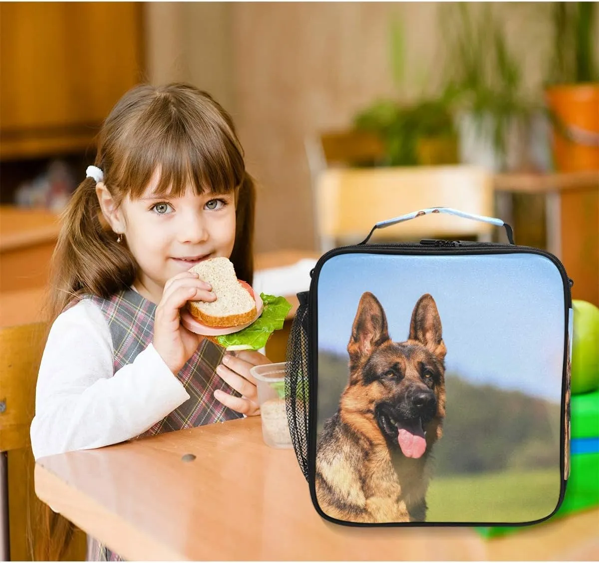 Lunch Box Bag German Shepherd Dog Animal Lunchbox Insulated Thermal Cooler Ice Adjustable Shoulder Strap for Women Men Boys Girls