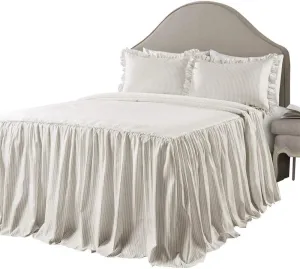 Lush Decor Lush Décor Ticking Stripe Bedspread Wheat Vintage Chic Farmhouse Style Lightweight 3 Piece Set Full,