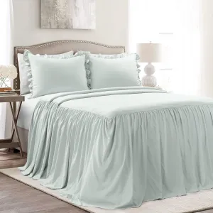 Lush Decor Ruffle Skirt Bedspread Set - 3 Piece Luxurious Farmhouse Bedding Set - Elegant, Charming Ruffle Detail - Timeless Style & Classic Design - Soft and Lightweight - Queen, Sea Salt