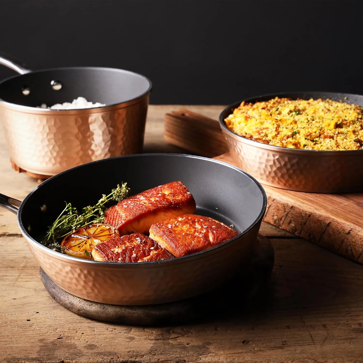 Luxurious Non-Stick Ceramic 16 Piece Rose Gold Cookware Set with Glass Lids,Lightweight, Scratch-Resistant, Dishwasher Safe, Oven Safe up to 500°F, Suitable for All Stove Types