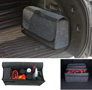 M Car Storage Travel Bag Soft Woolen Felt Car Trunk Organizer Car Storage Box Bag Fireproof Stowing Tidying Package Blanket Tool Y (Color : Gray)