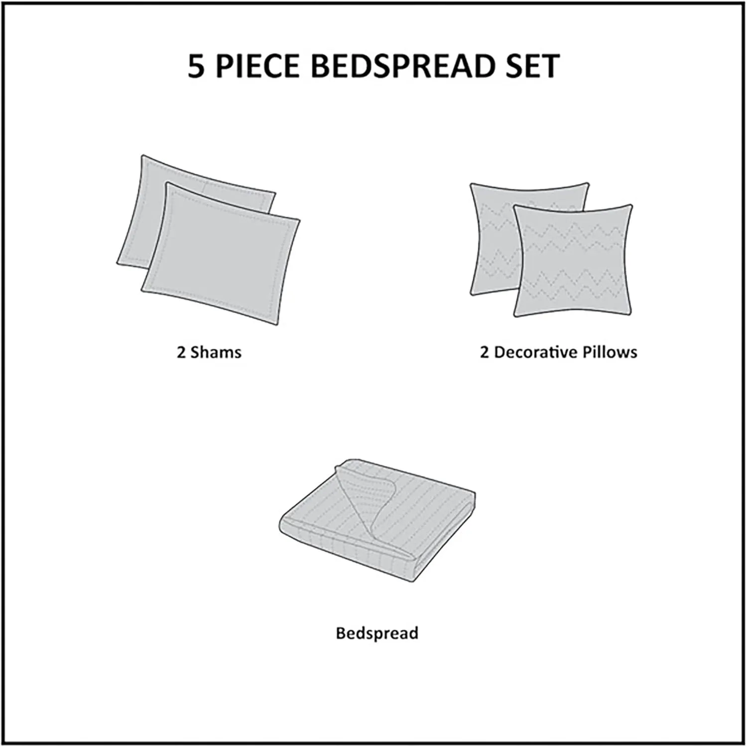 Madison Park Princeton Reversible Quilted Bedspread Set, Solid Reverse Summer Breathable, Lightweight All Season Bedding Layer, Matching Shams, Bedspread King(120"x118"), Blue 5 Piece