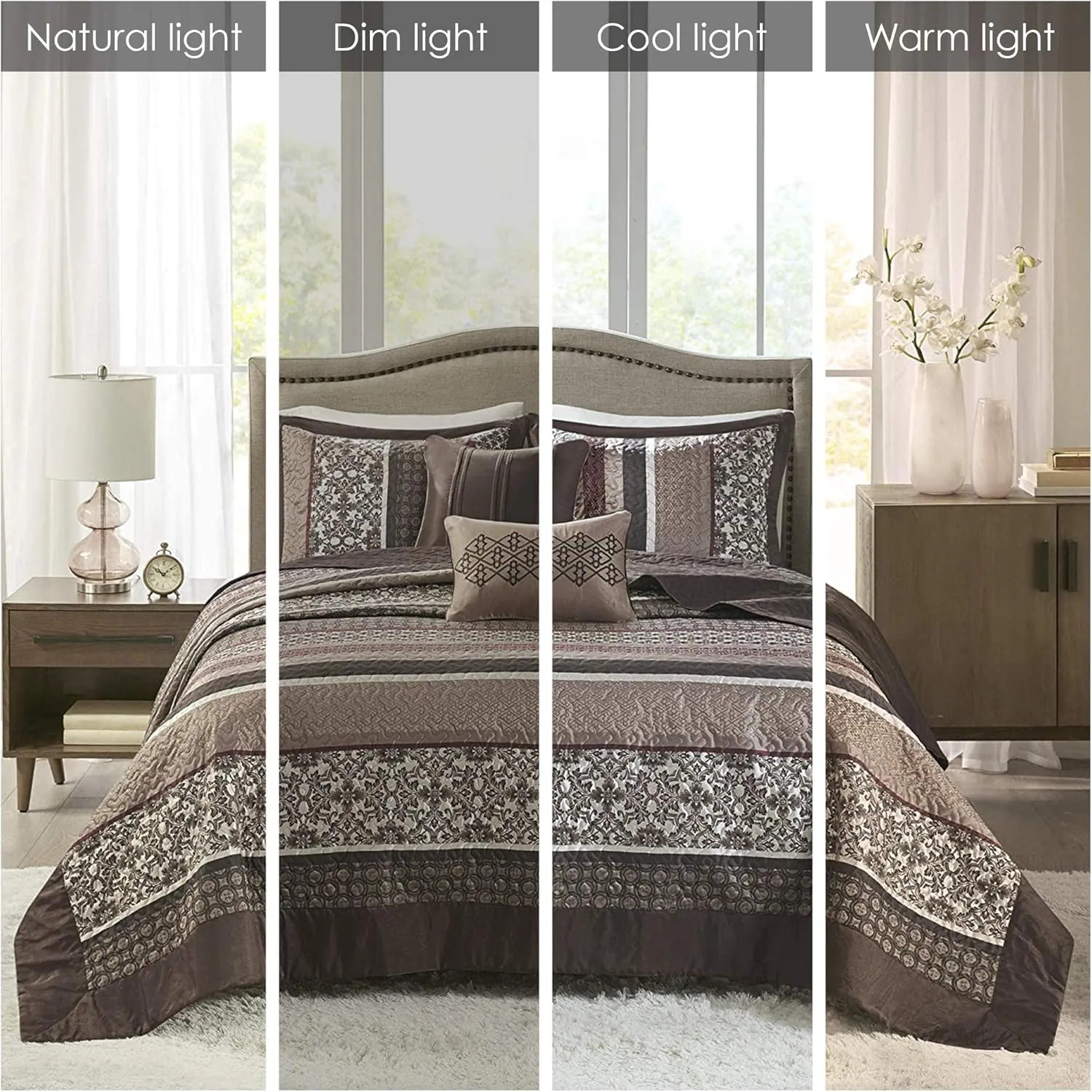 Madison Park Princeton Reversible Quilted Bedspread Set, Solid Reverse Summer Breathable, Lightweight All Season Bedding Layer, Matching Shams, Bedspread King(120"x118"), Red 5 Piece