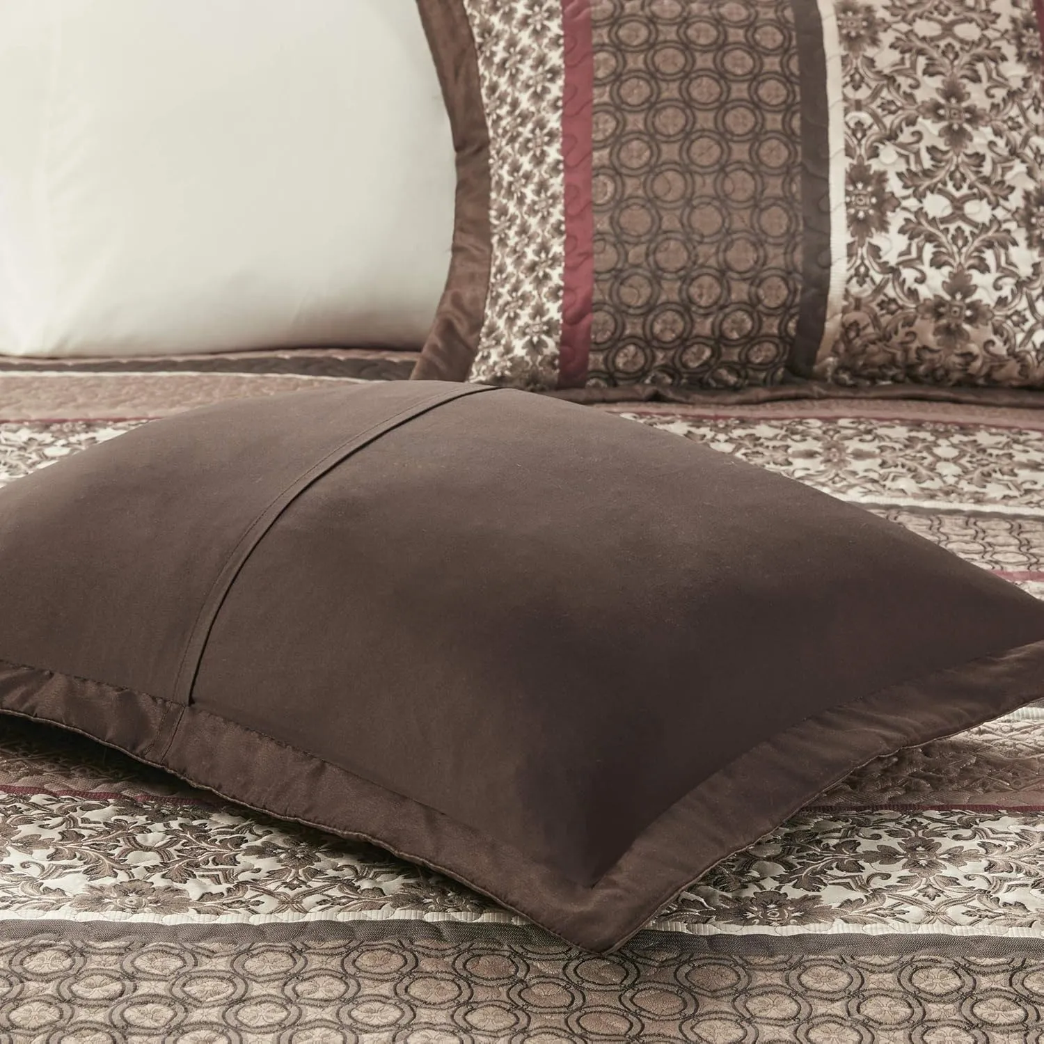 Madison Park Princeton Reversible Quilted Bedspread Set, Solid Reverse Summer Breathable, Lightweight All Season Bedding Layer, Matching Shams, Bedspread King(120"x118"), Red 5 Piece